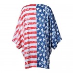 DDSOL Women's American Flag Kimono Cover up Beachwear Cardigan Loose Tops Shirt Blouse