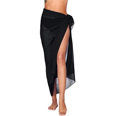 Ekouaer Sarong Swimsuit Coverup for Women Chiffon Long Beach Tie Wrap Skirt Sexy Bikini Sheer Scarf Bathing Suit Bottom