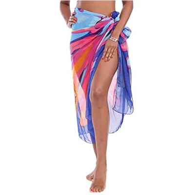 MissShorthair Womens Chiffon Beach Pareos Sarong Sheer Swimsuit Cover Ups Bikini Wrap Skirt
