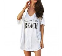 Oryer Swimsuit Cover Ups for Women Baggy V-Neck Swimwear Bathing Suit Coverups T-Shirt Dress Beach Summer