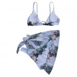 SOLY HUX Women's 3 Piece Tie Dye Bikini Set Swimsuit with Sarongs Cover Ups Beach Skirt Bathing Suit