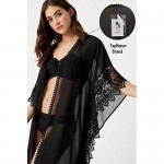 TopHonor Women's Kaftan Cover up Long Swimsuit Cover ups Pool Sheer Mesh Kimono See Through with Sleeves