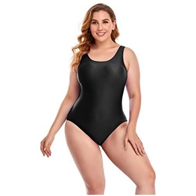 Annbon Women's One Piece Swimsuit Retro Plus Size Bathing Suit Conservative Monokini Swimwear