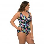 Caribbean Sand Ruched Plus Size One Piece Swimsuit for Women with Tummy Control