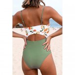 CUPSHE Women’s One Piece Swimsuit Floral Tie Knot Front Cutout High Waisted Bathing Suit