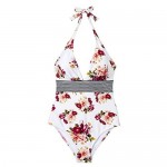 CUPSHE Women's One Piece Swimsuit Halter Tie Back Floral Print Beachwear Bathing Suits