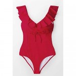 CUPSHE Women's Ruby Red Ruffled Back Tie One Piece Swimsuit
