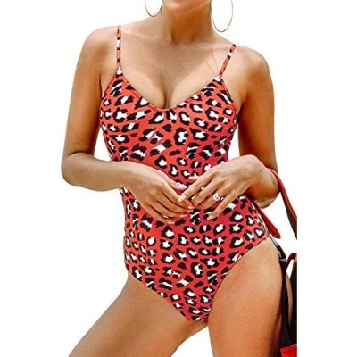 CUPSHE Women's V Neck Leopard Print One Piece Swimsuit